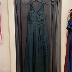 Amsale forest green chiffon dress size 10
